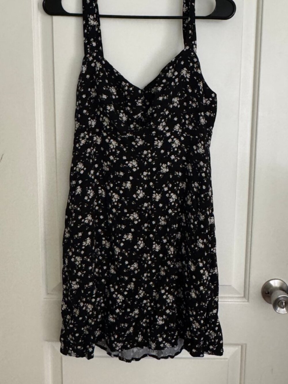 Old Navy Fit & Flare Crepe Mini Dress Black Floral Sleeveless